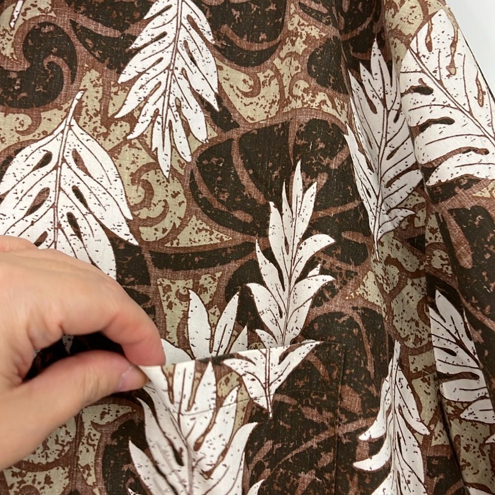 Makapuu 4XL Brown, White Short Sleeve Button Down Hawaiian Shirt - Picture 6 of 8